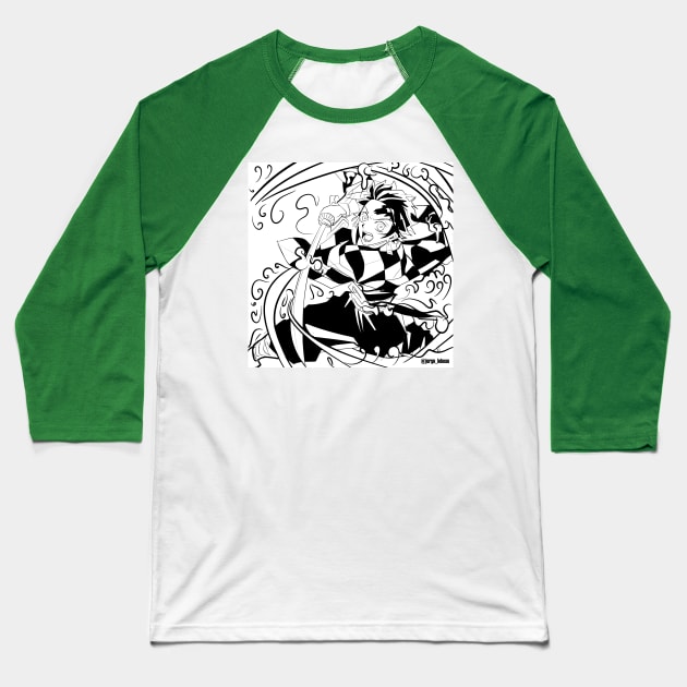 Breath of water by tanjiro kamado in kimetsu no yaiba Baseball T-Shirt by jorge_lebeau